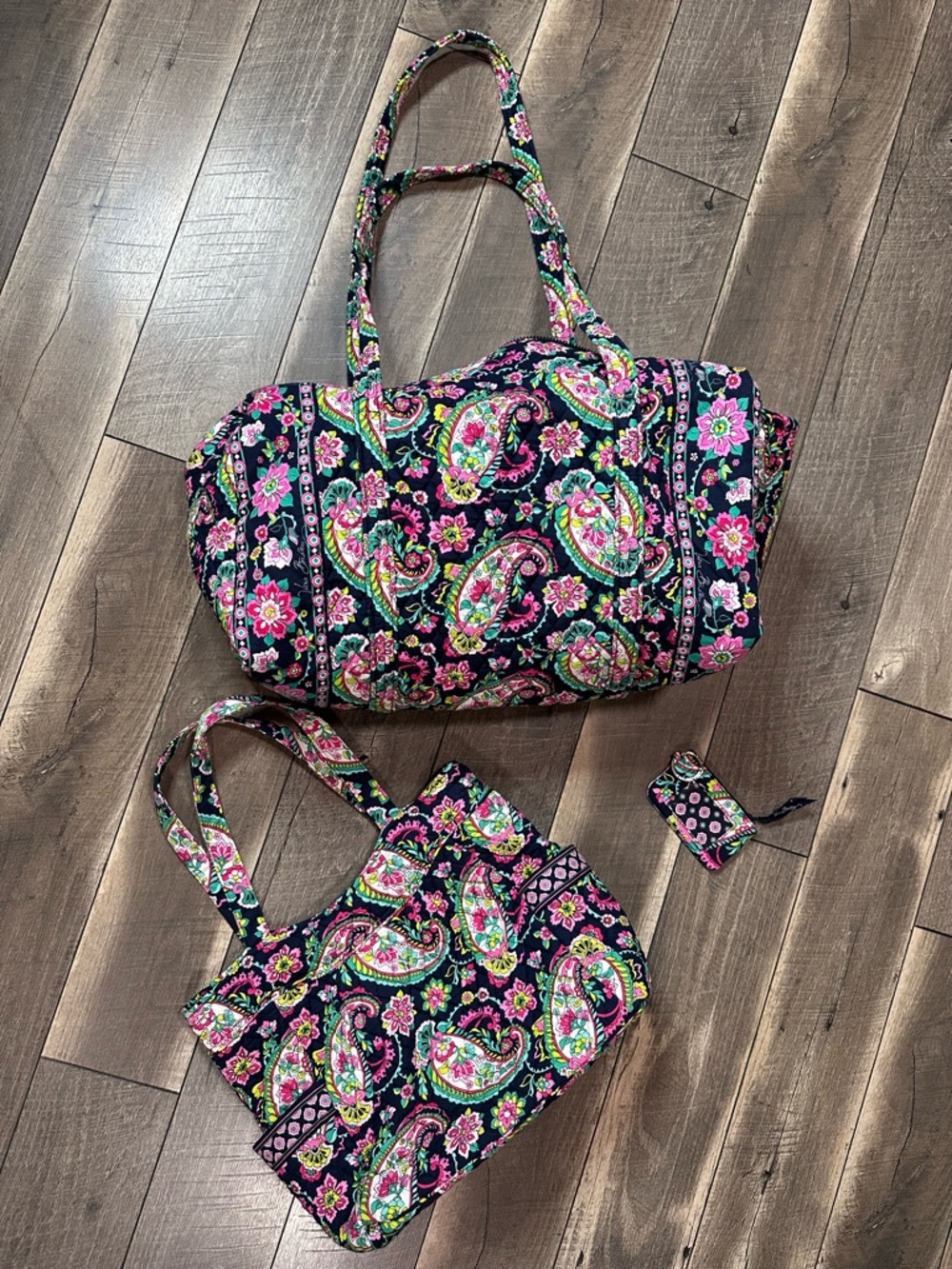 Vera Bradley Travel Duffle, Tote & Card Holder Set 
Petal Paisley